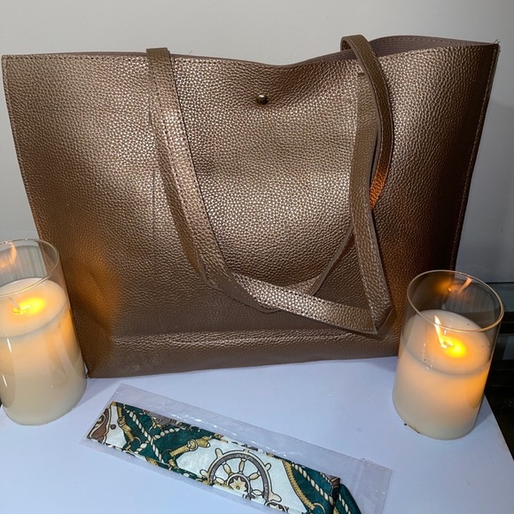DREUBEA Soft Faux Leather Tote Tassel Shoulder Bag in Bronze main image 0
